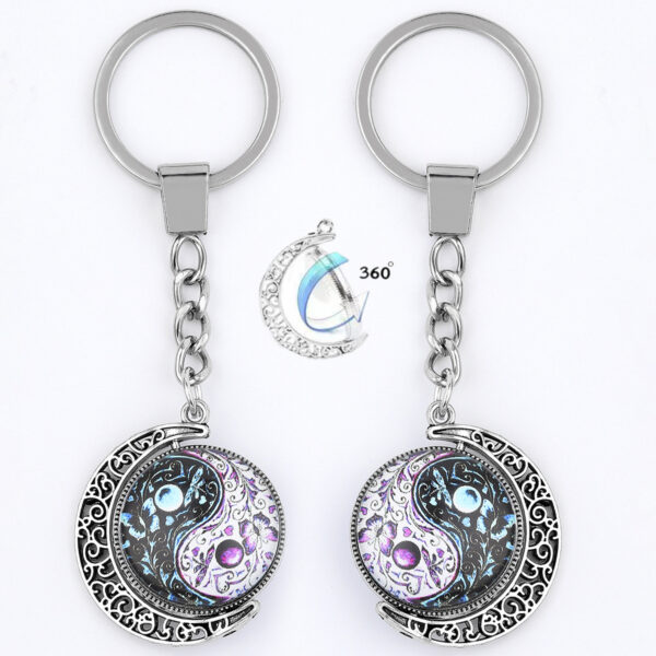Wholesale Butterfly Yin Yang Tai Chi Rotable Metal Keychain