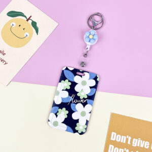 Five-leaf flower-white and green + White easy-pull Buckle (medium blue five-petal flower)