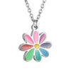 Wholesale Sweater Chain Seven Color Small Flower Titanium Steel Pendant Necklaces
