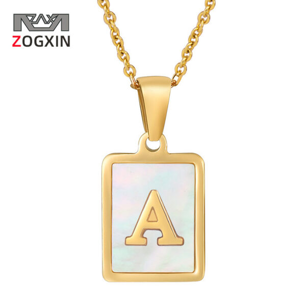 Wholesale Square Stainless Steel Gold Alphabet Necklaces