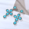 O1CN01WmuMIB2LDsVwun7Dk_2206398079659-0-cib Wholesale Bohemian Retro Ethnic Style Alloy Turquoise Cross Earrings