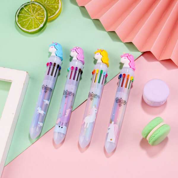 Wholesale Plastic Cartoon Unicorn 10-color Ballpoint Pen