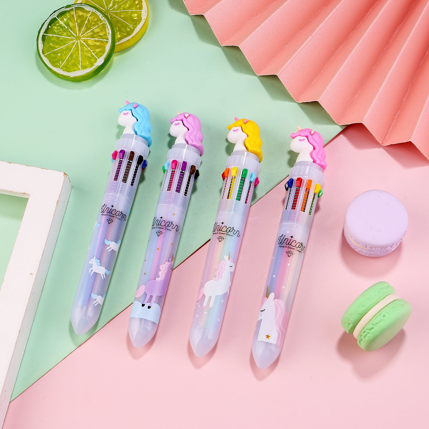 Wholesale Plastic Cartoon Unicorn 10-color Ballint Pen