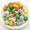Wholesale Ball Series Printed Wooden Beads