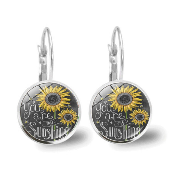 Wholesale Sunflower Time Gem Alloy Earrings