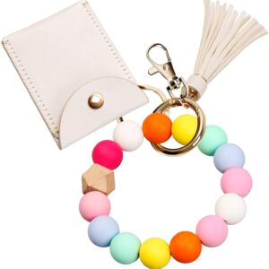 Wholesale Silicone Beaded Tassel Card Holder wrist keychain