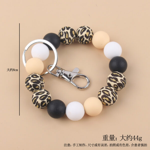 Wholesale Cow Pattern Leopard Pattern Silicone Beaded Wrist Keychain