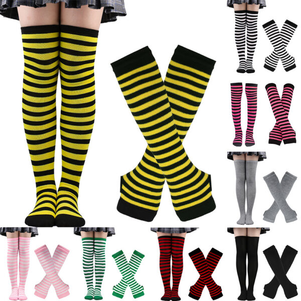 Wholesale Christmas Halloween High Striped Socks Gloves Set