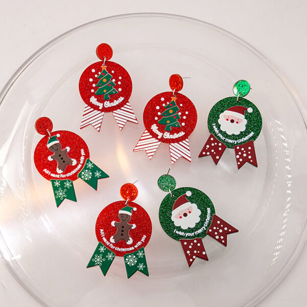 Wholesale Christmas Snowman Gingerbread Acrylic Santa Claus Christmas Tree Cartoon Earrings