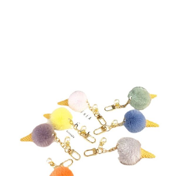 Wholesale Plush Candy Color Ice Cream Pom Keychain