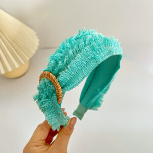 Green rough-edged wide-brim headband