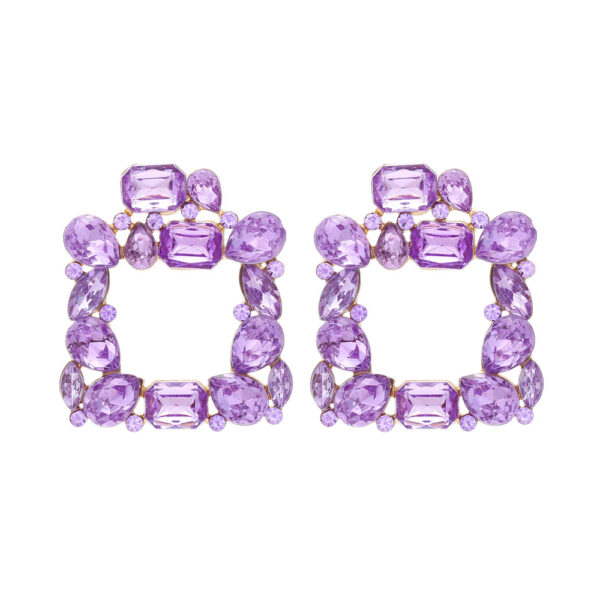 Wholesale Square Colored Diamonds Geometric Alloy Diamond Earrings