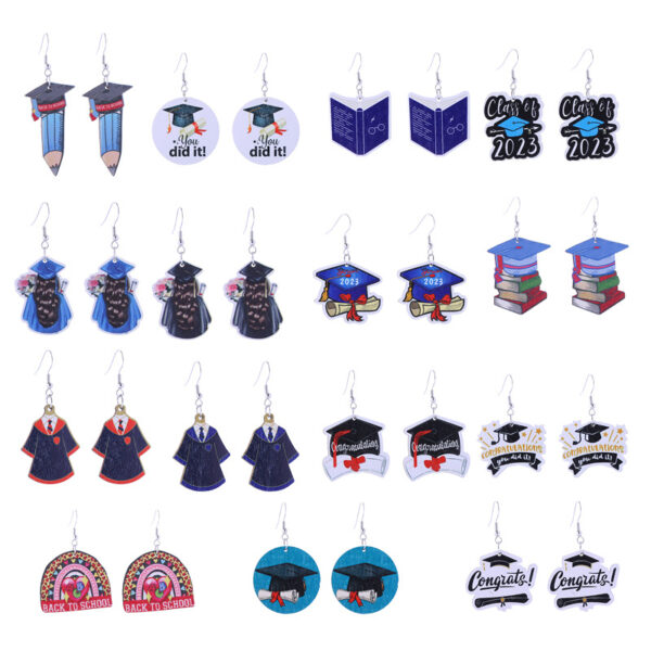 Wholesale Graduation Season Wooden Earrings