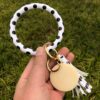 Wholesale Leopard Houndstooth Zebra Tassel Leather Wrist Keychain