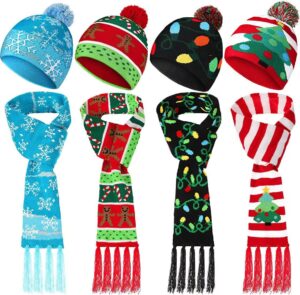 Wholesale Acrylic LED Illuminated Christmas Hat Scarf Set