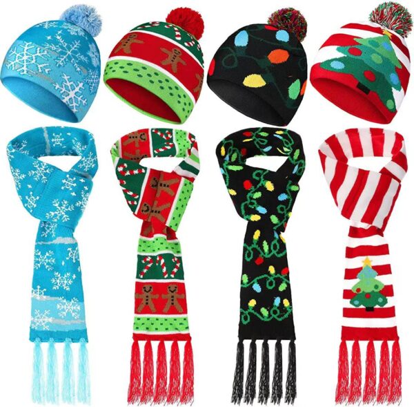 Wholesale Acrylic LED Illuminated Christmas Hat Scarf Set