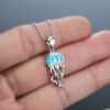 Wholesale Platinum Jellyfish Blue Alloy Necklaces