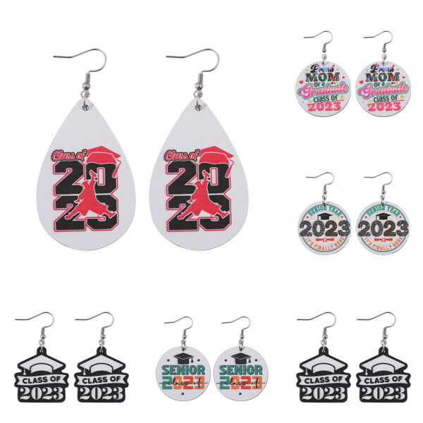 Wholesale Bachelor Hat Waterdrop Round Wooden Earrings