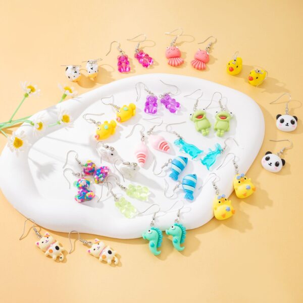 Wholesale 17pcs/pack Simulated fun animals, funny resin animal earrings set