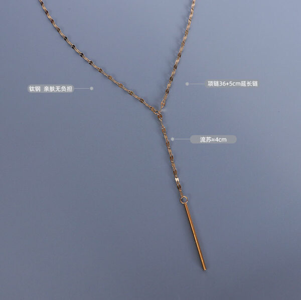 Wholesale Y Shape Tassel Short Titanium Steel Necklaces
