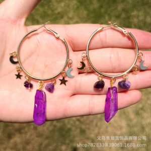 Round Earrings + Amethyst + Star