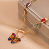 Wholesale Alloy Square Crystal Colorful Diamond Butterfly Necklace