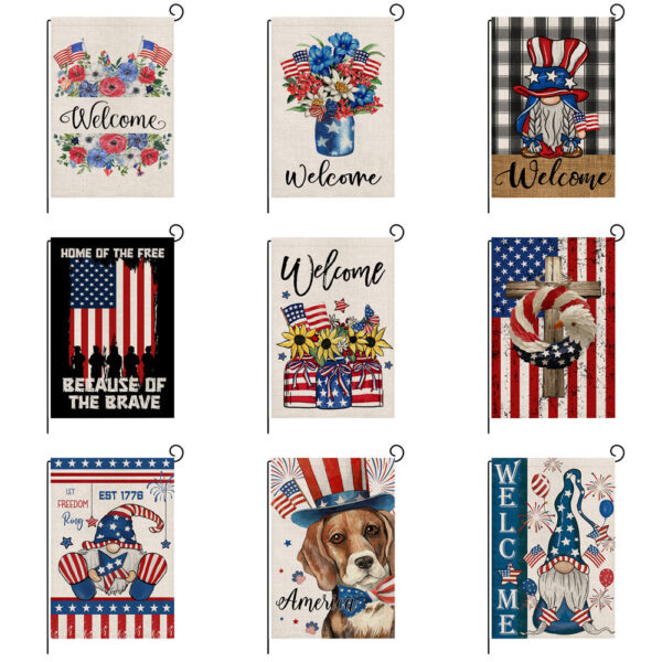 Wholesale Double Sided Garden Flag American Independence Day Linen Print Outdoor Courtyard Decoration Small Flag