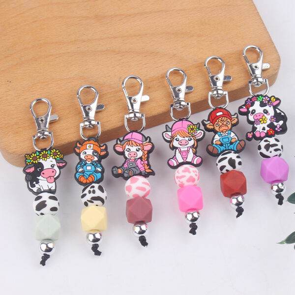 Wholesale Creative Cartoon Beef Beef Beaded Silicone Keychain