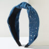 Wholesale Denim Fabric Creative Polka Dot Wide Edge Knotted Headband