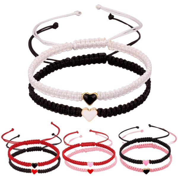 Wholesale Valentine's Day Adjustable Heart Braided Color Rope Bracelet