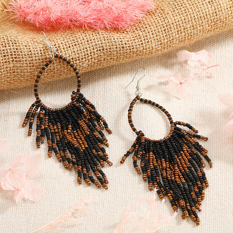 Wholesale Vintage Bohemian Long Bead Earrings