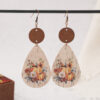 Wholesale Vintage Cork Leather Skull Pumpkin Flower Wood Chip Earrings