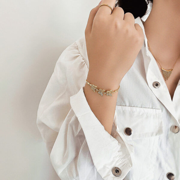 Wholesale Butterfly Micropaved Zircon Alloy Bracelet