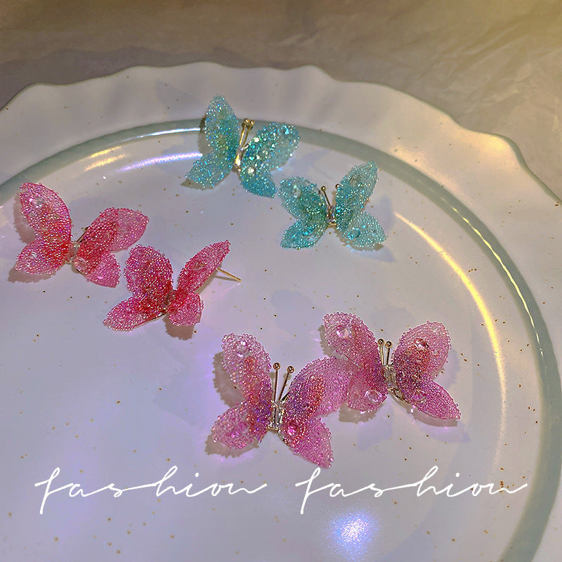 Wholesale 925 Sier Pin Butterfly Resin Earrings