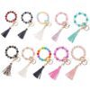 Wholesale Colorful Silicone Bead Tassel Beaded Wrist Keychain