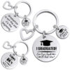 Wholesale Graduation Season Gift Lettering Stainless Steel Round Card Heart Keychain