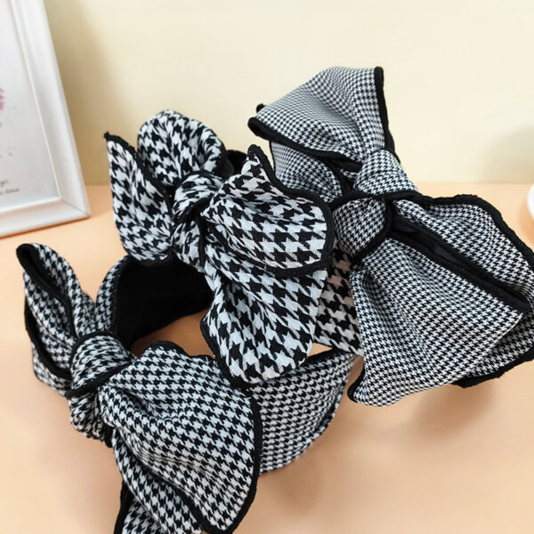 O1CN01X89OzS1Jy0ocdTjGR_2206716431096-0-cib Wholesale Wide Edge Houndstooth Large Bow Fabric Headband