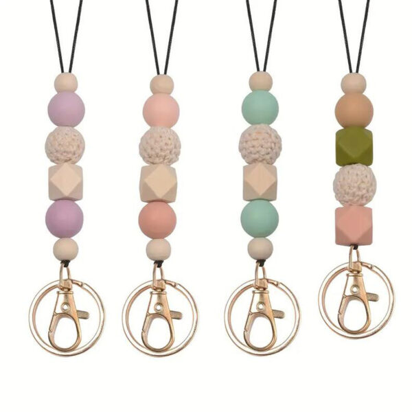 O1CN01X9enLS1NrNhe8GPwj_2214899881623-0-cib Wholesale Silicone Beaded Lanyard ID Keychain