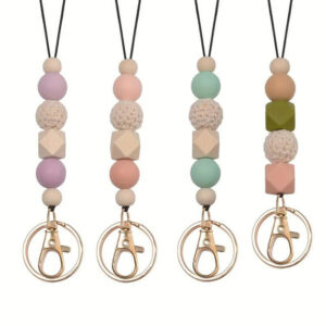 Wholesale Silicone Beaded Lanyard ID Keychain