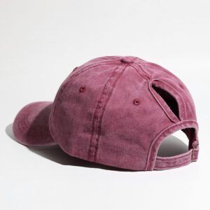 Washed horsetail cap/wine red / Adjustable