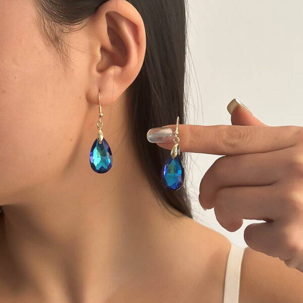 Wholesale Crystal High-grade Long Geometric Water Drop Fashion Light Luxury Colorful Zircon Earrings