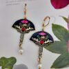 Wholesale Garnet Enamel Metal Earrings