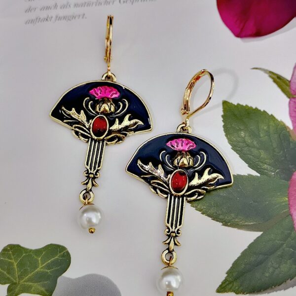 Wholesale Garnet Enamel Metal Earrings
