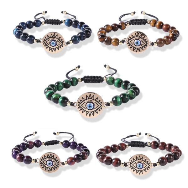 Wholesale Eye of Life Braided Style Natural Stone Beaded Bracelet