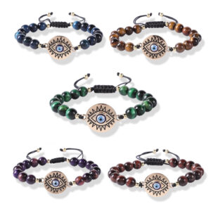 Wholesale Eye of Life Braided Style Natural Stone Beaded Bracelet