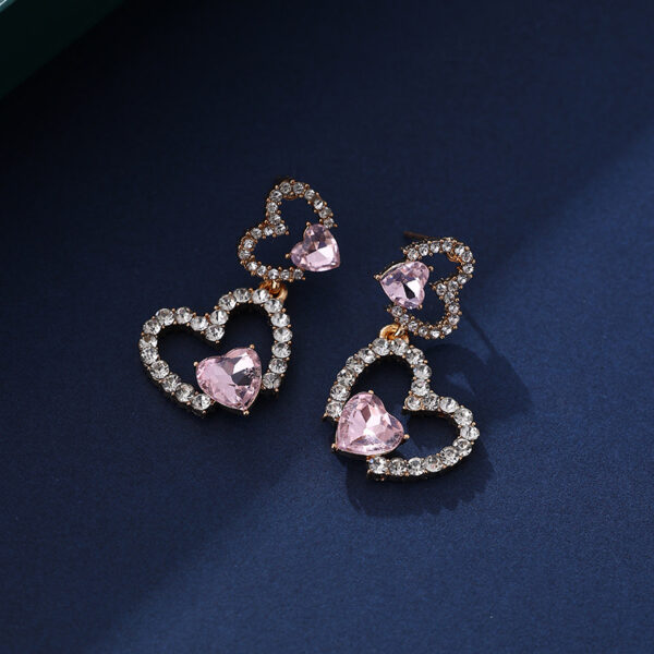 Wholesale Heart Full Diamond Alloy Earrings