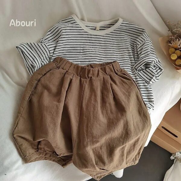 Whoelsale Children's Loose Striped Pure Cotton Short Sleeves