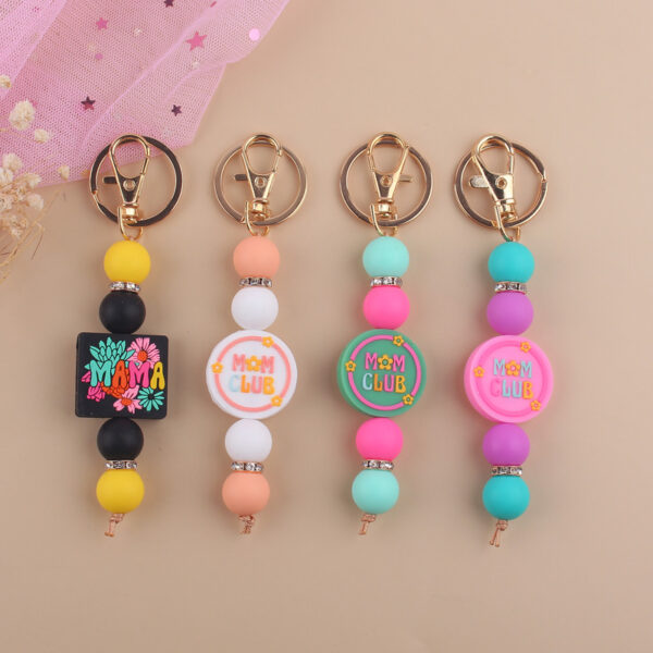 Wholesale Cartoon Silicone MAMA Handmade Beaded Keychains