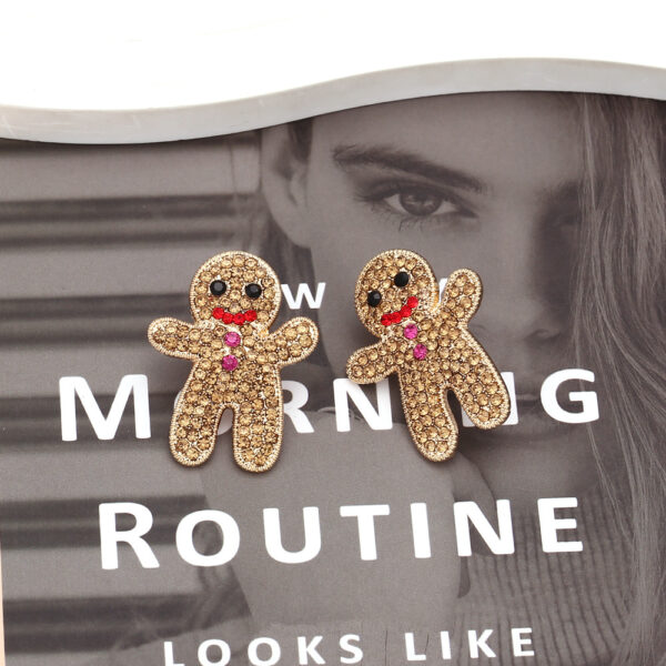 Wholesale Cute Full Diamond Christmas Gingerbread Man Earrings