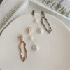 Wholesale Metal Geometric Pearl Earrings Asymmetric Earrings